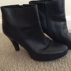 Black leather booties
